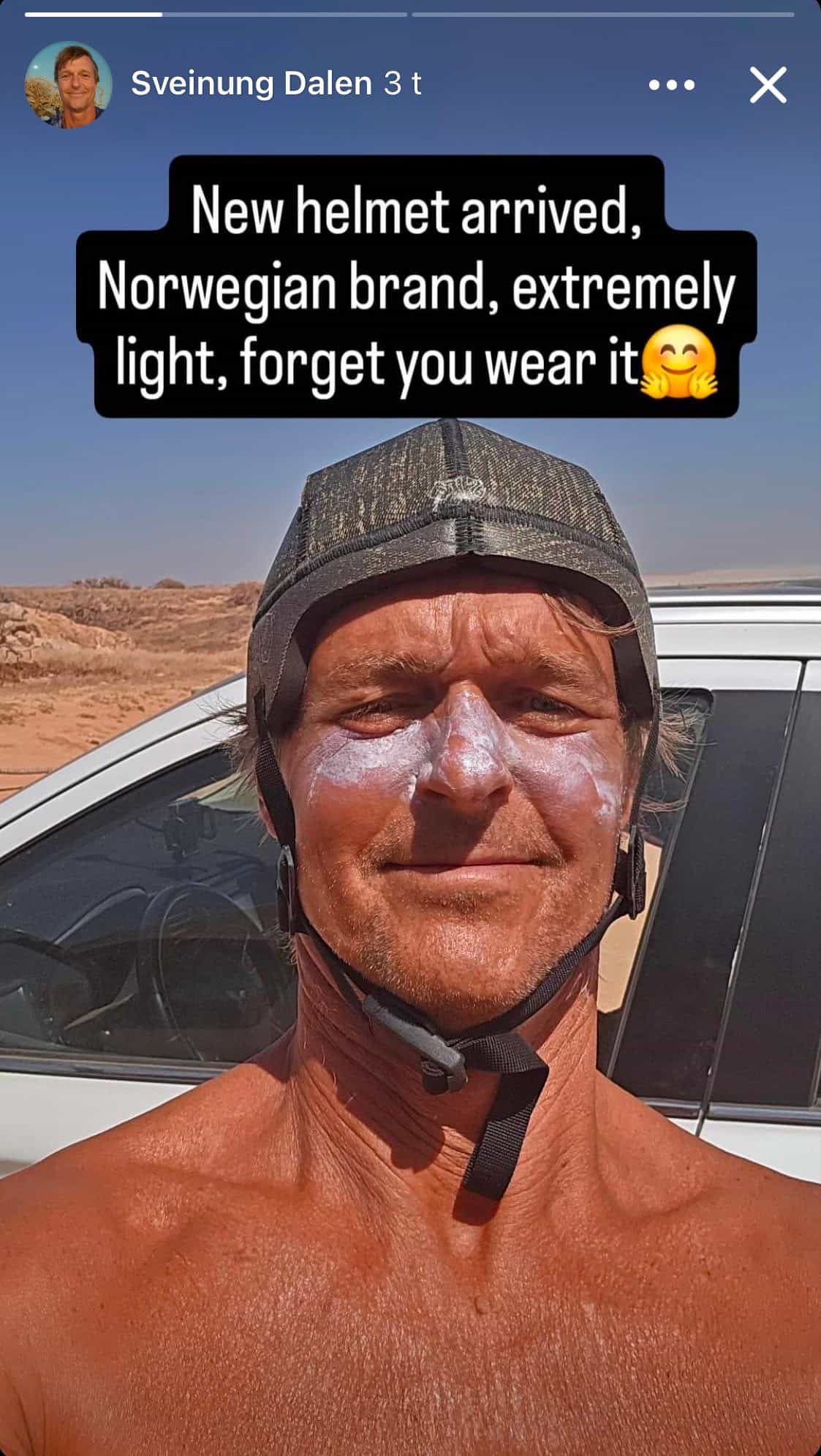 Customer wearing our soft surf helmet. He says it is extremely light and that he forgot he was wearing it.