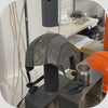 Our soft surf helmet is being penetration tested in a lab. The Kevlar layer in the helmet stops the sharp projectile being dropped before penetrating all the way through.